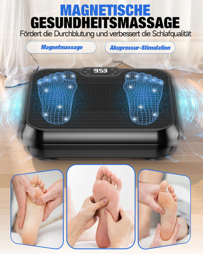 HomeFitnessCode Mini Vibrationsplatte mit 250 Stufen, Schwarz