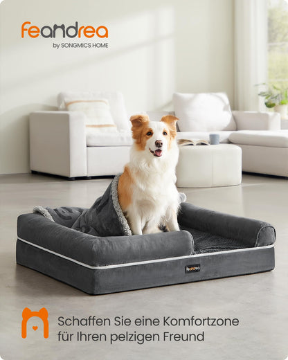 Feandrea Orthopädisches Hundebett, waschbar, 91 x 63 cm, dunkelgrau