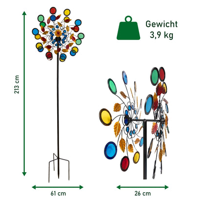Lemodo Windrad Garten Metall NA200, Windspiel Kupferoptik, 221 cm