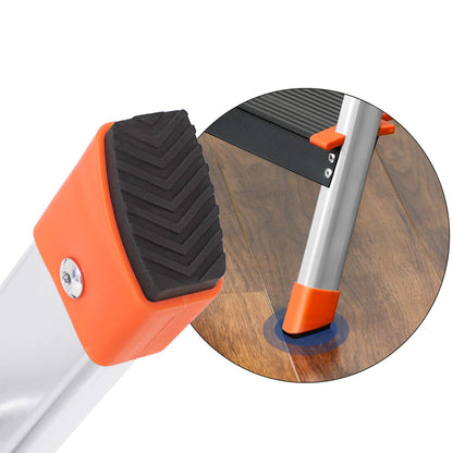 SONGMICS GLT04BK Aluleiter 4 Stufen - Handlauf Schwarz-Orange