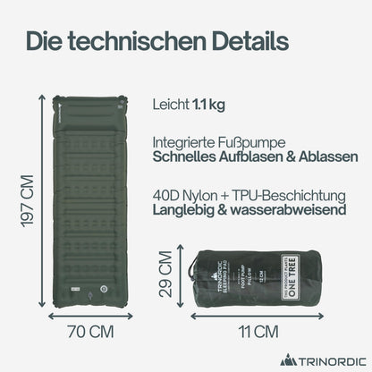 Trinordic Extradicke Isomatte – 12cm, 70cm Breit, Fusspumpe