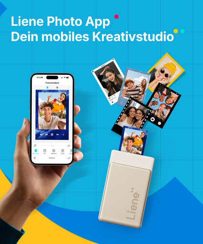 Liene Pearl N200 Pro Mini Fotodrucker mit Bluetooth & 10 Fotos, Gold
