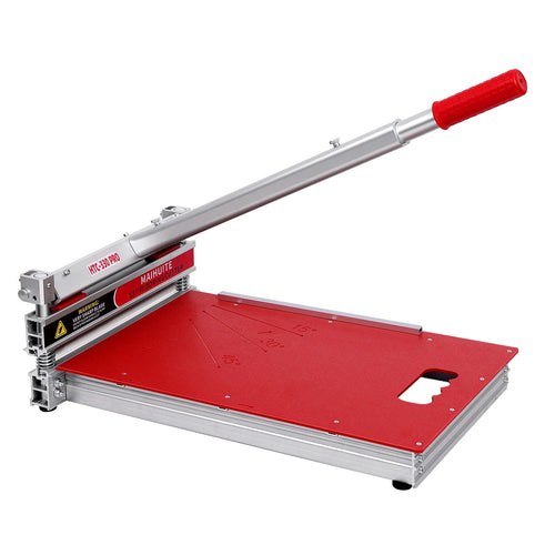 Profi Laminat & Vinyl Schneider Pro 330mm – 17mm Schnittstärke. Grauer Metallkorpus, Hebel. Trennt Laminat & Vinyl staubfrei, präzise.
