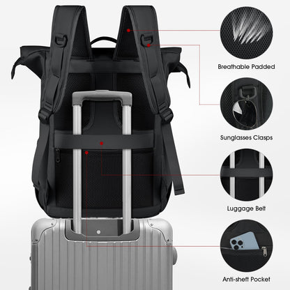 Lubardy Rolltop-Rucksack wasserdicht mit 17,3 Zoll Laptopfach