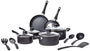 Amazon Basics 15-teiliges Kochgeschirr Antihaft - Schwarz, Set aus Töpfen/Pfannen mit schwarzer Antihaftbeschichtung zum Kochen.