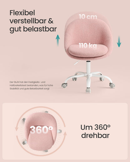 SONGMICS Homeoffice-Stuhl Fleece – Pastellrosa OBG020R03