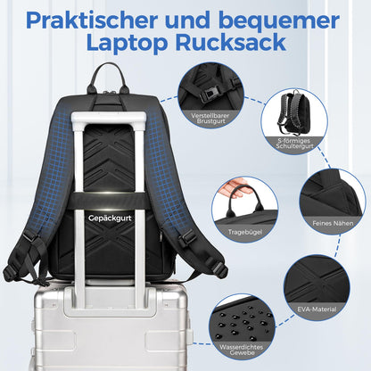 Fenree.geer Laptop Rucksack 15,6 Zoll mit USB, erweiterbar, schwarz
