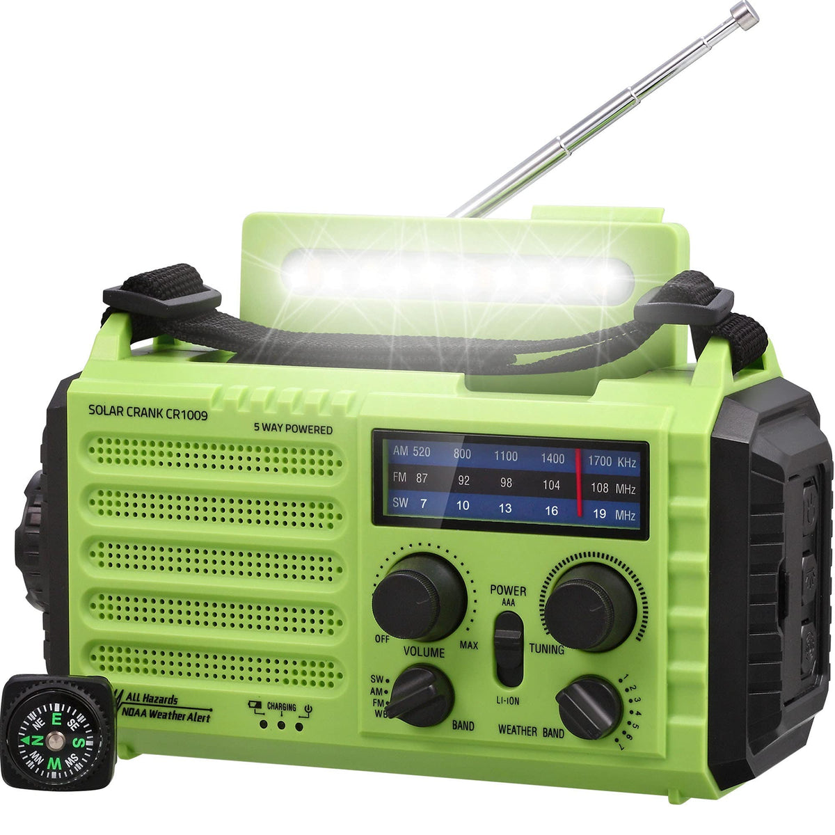 Mesqool Kurbelradio 1009-G, Notfallradio mit Solar und AM/FM/SW