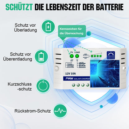 ECO-WORTHY Solarpanel Kit 25W 12V monokristallin mit 10A Laderegler