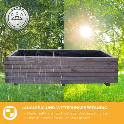 Mega Holz Pflanzkübel Kiefernholz grau lasiert 120x40 cm