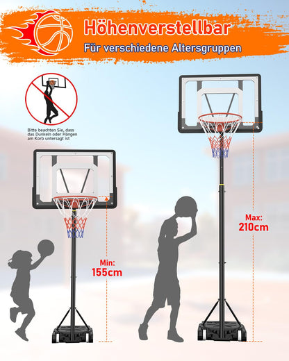 Basketballständer Kinder Outdoor 150-210cm - Höhenverstellbar