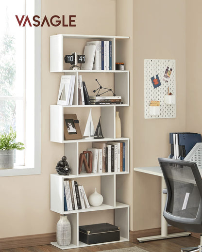 VASAGLE Bücherregal LBC61WT – Standregal Weiss 6 Ebenen