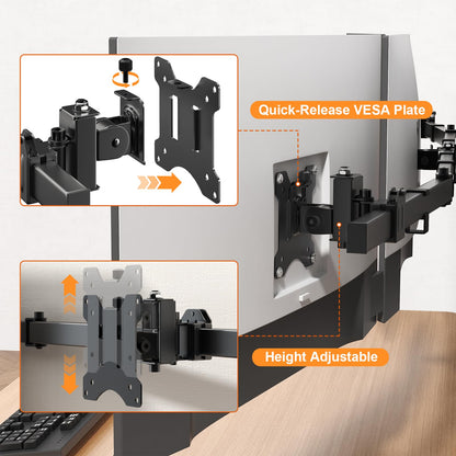 ErgoFix Triple Monitor Wandhalterung 17-32 Zoll - Schwarz