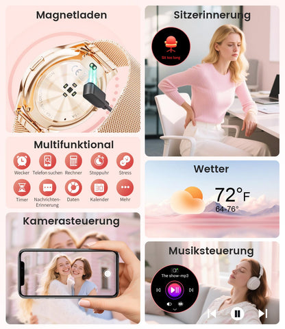 LIGE FV21 Smartwatch Damen mit AMOLED-Display, Roségold