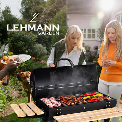 LEHMANN Holzkohlegrill LGACG-1935 Grillwagen mit Deckel und Rädern