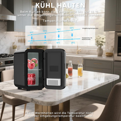 Enventor Mini-Kühlschrank 6 Liter, Kühl- und Wärmefunktion, Schwarz
