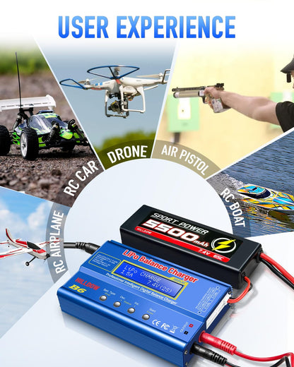 Hilldow B6 Akku-Balance-Ladegerät 80W für LiPo, Li-Ion, LiFe und NiMH