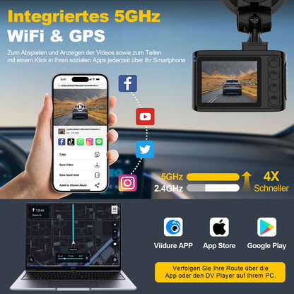 ZOBMIO A13 Dashcam Auto vorne und hinten mit 4K, GPS und WLAN