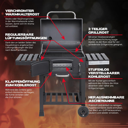 TAINO HERO XL Smoker Holzkohlegrill mit Temperaturanzeige