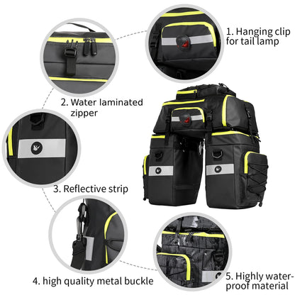 BAIGIO Fahrradtasche 3-in-1 Gepäckträger Rucksack – 75L Wasserdicht