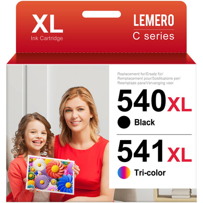 Lemero 540XL 541XL Druckerpatronen kompatibel für Canon, 2er-Pack in Schwarz und Farbe