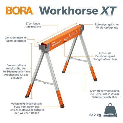 Bora Arbeitsbock XT PM-3360T – Höhenverstellbarer Klappbock 2er Set