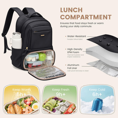 GOLF SUPAGS Lunch Rucksack mit Kühlfach, 16 Zoll Laptopfach, Schwarz