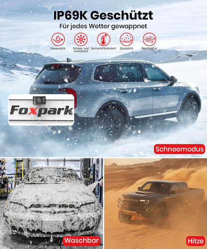 Foxpark Rückfahrkamera mit 4,3 Zoll HD-Monitor und Farbnachtsicht
