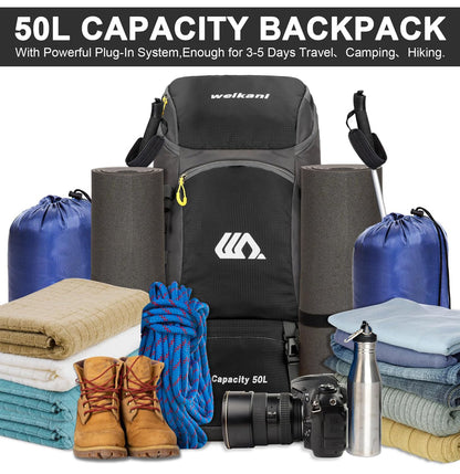 jianyana Wanderrucksack 50L Trekkingrucksack mit Regenhülle
