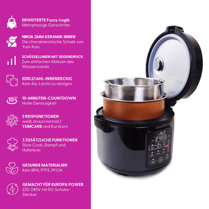 Yum Asia Kumo YumCarb Reiskocher mit Keramikschale, 1 Liter