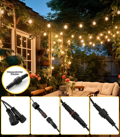 YRATERVSR LED Lichterkette Aussen 30m mit G40 Glühbirnen, IP44