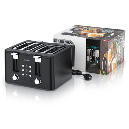 Arendo MANANA X2 Toaster 4 Scheiben Edelstahl, schwarz