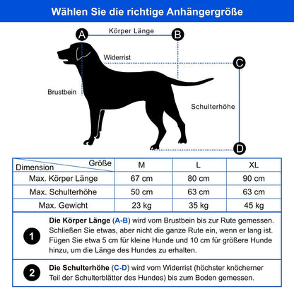 Doggyhut S-Line XL Hundeanhänger Buggy gefedert - Grau/Schwarz