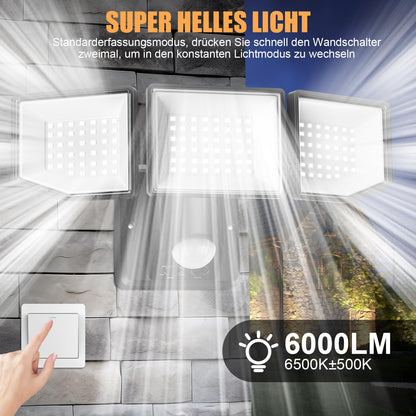 YTKIH LED Strahler mit Bewegungsmelder Aussen 6000 lm 38 W IP65
