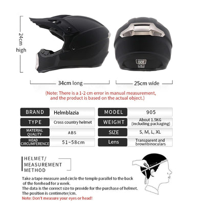 MoHelmHui Motocrosshelm Fullface Set mit Brille und Handschuhen