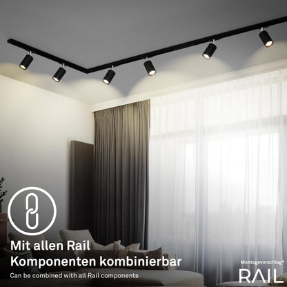 BRILONER Schienensystem Rail Starterset – 4 Spots 1.5m Schwarz