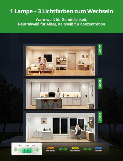 HOMEOW LED Einbaustrahler 20er Set, 4W 230V, IP44, 3 Farbtemperaturen