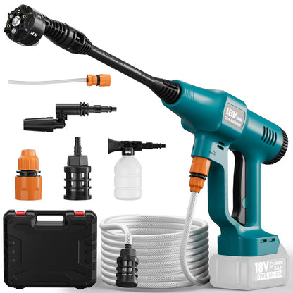Makita 18V Akku-Druckreinigerpistole – Mobil Solo: Blaue, pistolenförmige Akku-Hochdruckreiniger zum mobilen Reinigen von Oberflächen.