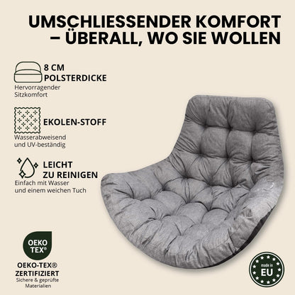 Bjird Hängesessel Kissen aus Ökoleinen für Hängeschaukel, Graphit