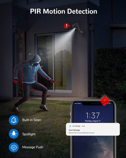 DEATTI Überwachungskamera Aussen Akku 2K WLAN mit Farbnachtsicht