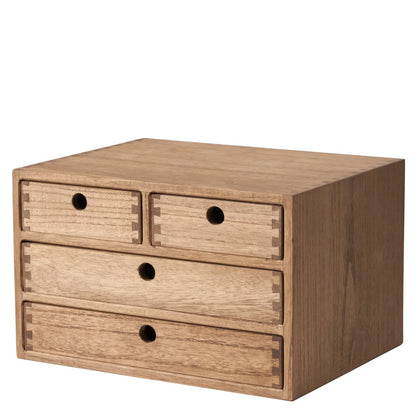 KIRIGEN Holz Schreibtisch-Organizer - 4 Schubladen Dunkelbraun. Rechteckiger, dunkelbrauner Holz-Organizer mit vier Schubladen für Büromaterial.