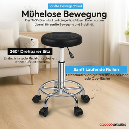 GOODS+GADGETS Arbeitshocker Rollhocker höhenverstellbar, schwarz