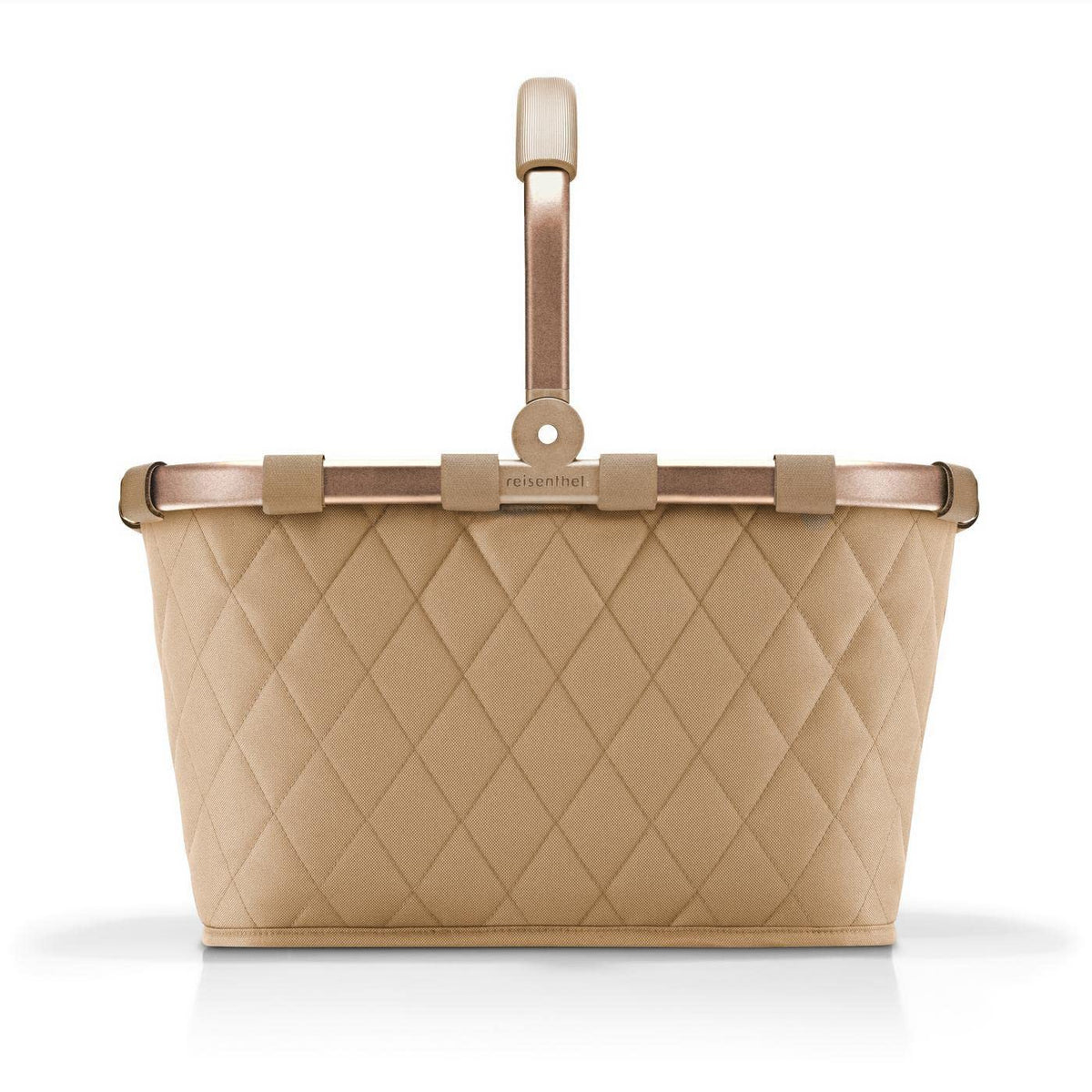 reisenthel carrybag frame Einkaufskorb - rhombus ginger. Ovaler Textilkorb mit Aluminiumrahmen und Klappgriff zum Transport von Einkäufen.