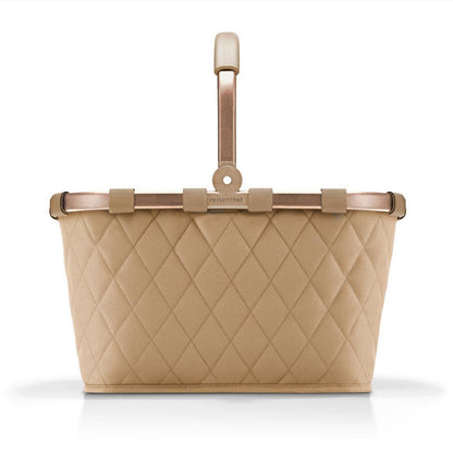reisenthel carrybag frame Einkaufskorb - rhombus ginger. Ovaler Textilkorb mit Aluminiumrahmen und Klappgriff zum Transport von Einkäufen.