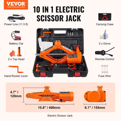 VEVOR Elektrischer Scherenwagenheber – 3 Tonnen 12V Doppelsattel