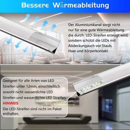 Efishine LED Aluminiumprofil V-Form 20 x 1 m mit milchiger Abdeckung