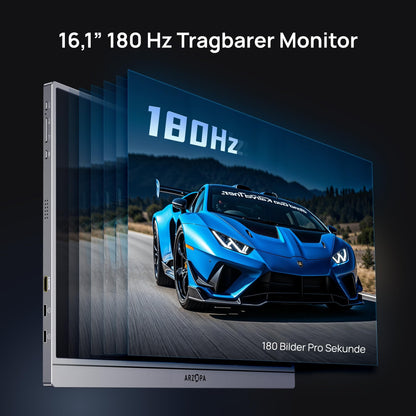 ARZOPA Z3FC Portabler Monitor 16,1 Zoll 2,5K QHD 180 Hz Grau