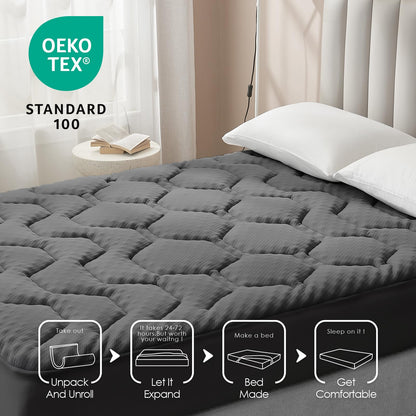 EHEYCIGA Gel Topper 160x200 cm Memory Foam Matratzentopper, Dunkelgrau