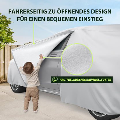 Favoto Autoabdeckung Vollgarage für Limousinen 450-495 cm, silber
