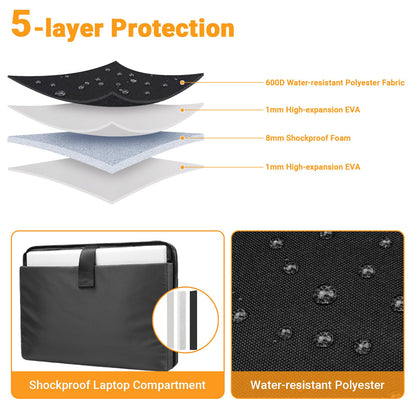 ZYB Notebooktasche 17-17.3 Zoll mit Schultergurt Schwarz